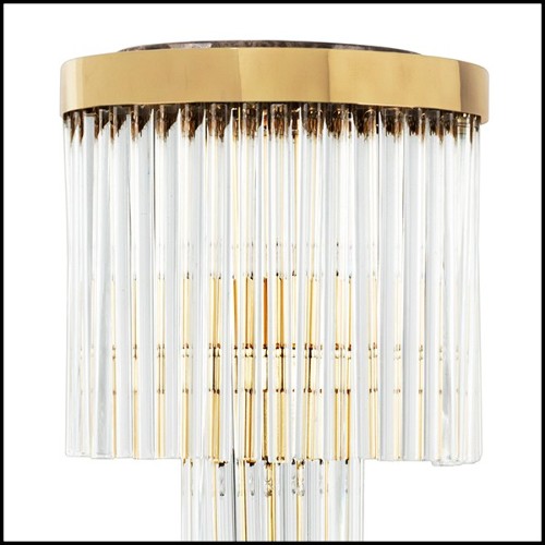 Lampe avec structure en laiton massif poli et avec barres de verre en cristal 164-Highlight Brass High