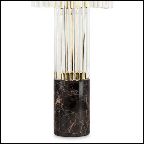 Table lamp with solid polished brass structure and with crystal glass sticks 164-Highlight Brass High