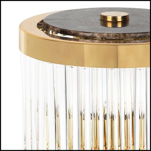 Table lamp with solid polished brass structure and with crystal glass sticks 164-Highlight Brass High