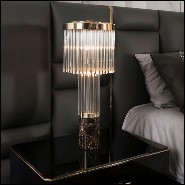 Table lamp with solid polished brass structure and with crystal glass sticks 164-Highlight Brass High