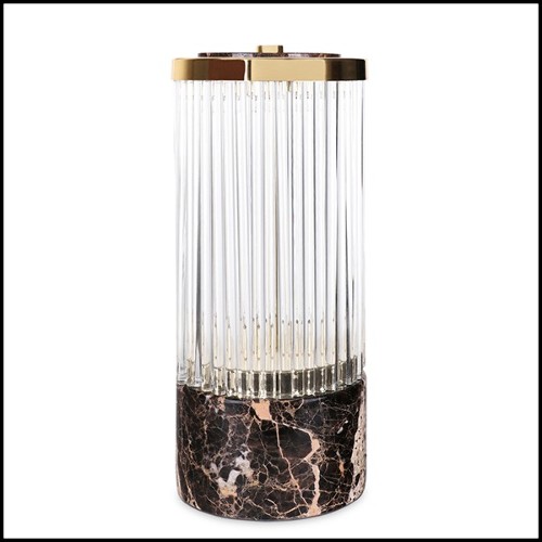 Table lamp with solid polished brass structure and with crystal glass sticks 164-Highlight Brass Large