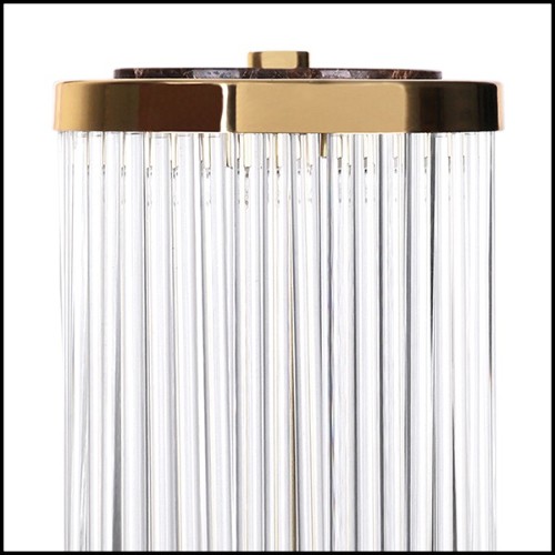 Table lamp with solid polished brass structure and with crystal glass sticks 164-Highlight Brass Large