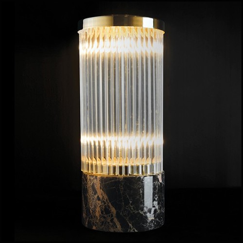 Table lamp with solid polished brass structure and with crystal glass sticks 164-Highlight Brass Large