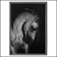 Print Horse black and white printed on matte paper with wooden frame in black finish 192-Horse Black and White