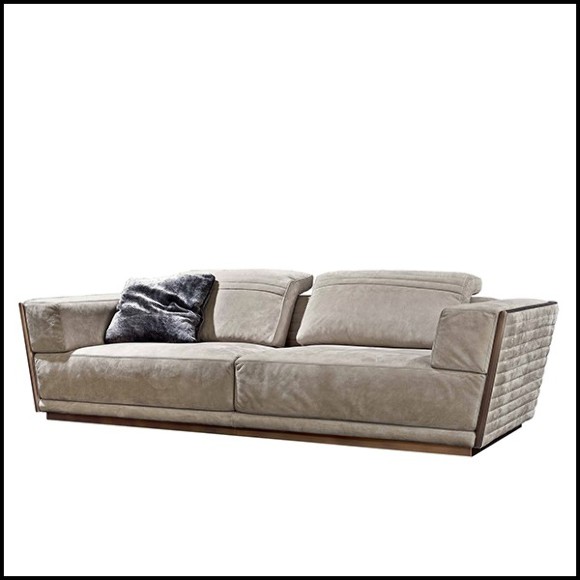 Sofa upholstered and covered with high Italian quality nubuck leather with solid bronze edging 150-Powel