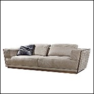 Sofa upholstered and covered with high Italian quality nubuck leather with solid bronze edging 150-Powel