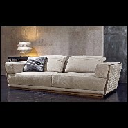 Sofa upholstered and covered with high Italian quality nubuck leather with solid bronze edging 150-Powel