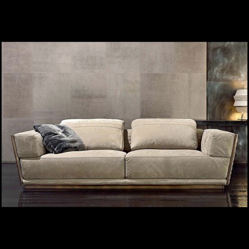 Sofa upholstered and covered with high Italian quality nubuck leather with solid bronze edging 150-Powel