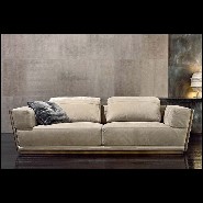 Sofa upholstered and covered with high Italian quality nubuck leather with solid bronze edging 150-Powel
