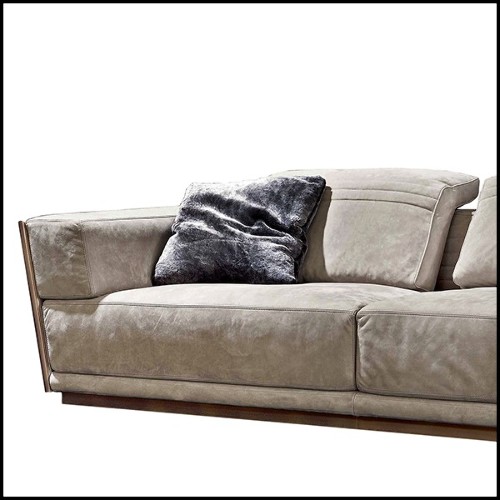 Sofa upholstered and covered with high Italian quality nubuck leather with solid bronze edging 150-Powel