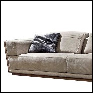 Sofa upholstered and covered with high Italian quality nubuck leather with solid bronze edging 150-Powel