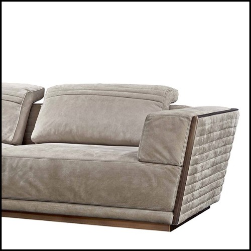 Sofa upholstered and covered with high Italian quality nubuck leather with solid bronze edging 150-Powel