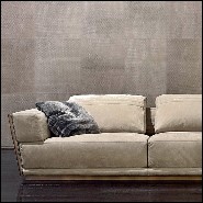 Sofa upholstered and covered with high Italian quality nubuck leather with solid bronze edging 150-Powel