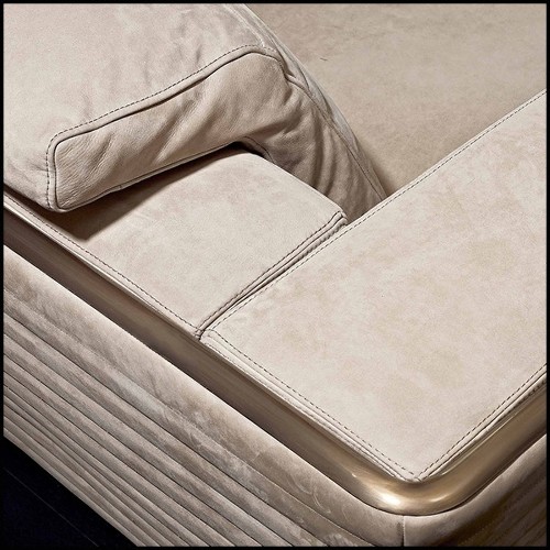 Sofa upholstered and covered with high Italian quality nubuck leather with solid bronze edging 150-Powel