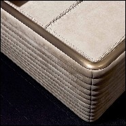 Sofa upholstered and covered with high Italian quality nubuck leather with solid bronze edging 150-Powel