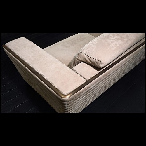 Sofa upholstered and covered with high Italian quality nubuck leather with solid bronze edging 150-Powel