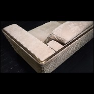 Sofa upholstered and covered with high Italian quality nubuck leather with solid bronze edging 150-Powel