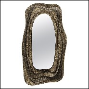 Miroir rectangulaire avec structure en laiton massif martelé finition brillant 155-Tide Rectangular