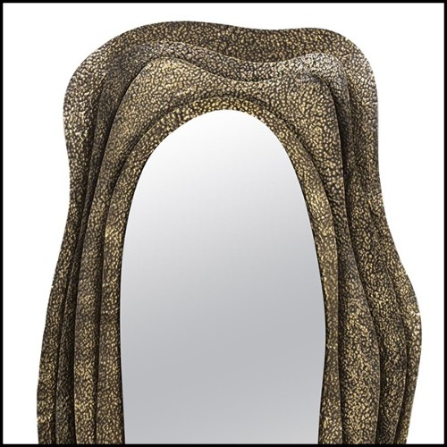 Miroir rectangulaire avec structure en laiton massif martelé finition brillant 155-Tide Rectangular