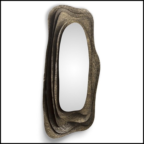 Miroir rectangulaire avec structure en laiton massif martelé finition brillant 155-Tide Rectangular