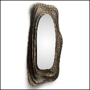 Miroir rectangulaire avec structure en laiton massif martelé finition brillant 155-Tide Rectangular