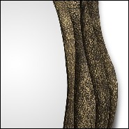 Mirror rectangular with structure in solid hammered brushed brass with a glossy finish 155-Tide Rectangular