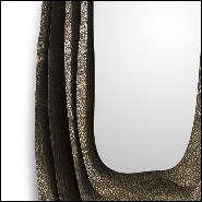 Mirror rectangular with structure in solid hammered brushed brass with a glossy finish 155-Tide Rectangular