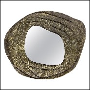Miroir rond avec structure en laiton massif martelé finition brillant 155-Tide Round