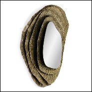 Miroir rond avec structure en laiton massif martelé finition brillant 155-Tide Round