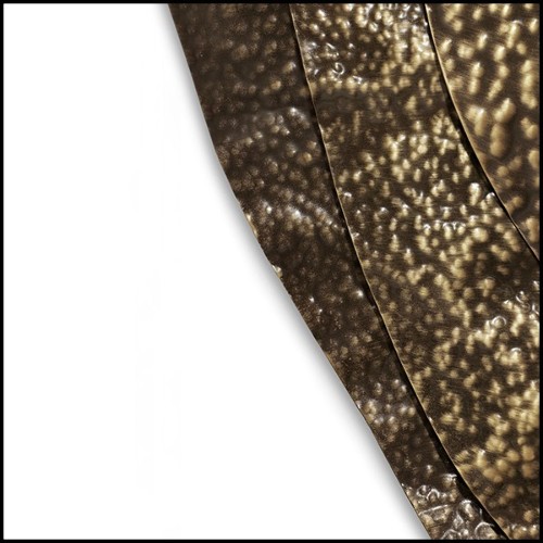 Mirror round with structure in solid hammered brushed brass with a glossy finish 155-Tide Round