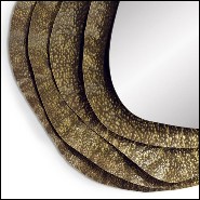 Mirror round with structure in solid hammered brushed brass with a glossy finish 155-Tide Round