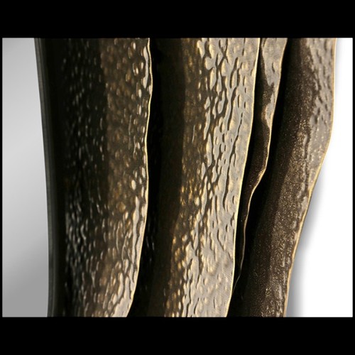 Miroir rond avec structure en laiton massif martelé finition brillant 155-Tide Round