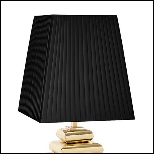 Lampe avec base en acier finition gold avec abat-jour plissé noir 162-Cosma