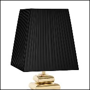 Lampe avec base en acier finition gold avec abat-jour plissé noir 162-Cosma