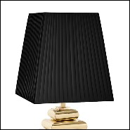 Table lamp with gilded metal base with pleated black lampshade 162-Cosma