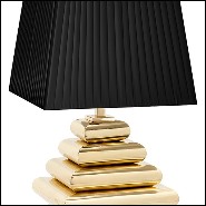 Table lamp with gilded metal base with pleated black lampshade 162-Cosma