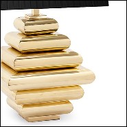 Lampe avec base en acier finition gold avec abat-jour plissé noir 162-Cosma