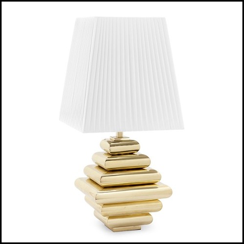 Lampe avec base en acier finition gold avec abat-jour plissé noir 162-Cosma
