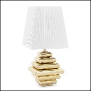 Lampe avec base en acier finition gold avec abat-jour plissé noir 162-Cosma