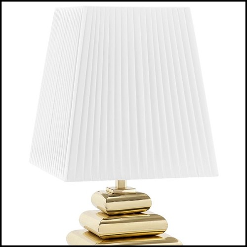 Lampe avec base en acier finition gold avec abat-jour plissé noir 162-Cosma