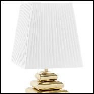 Lampe avec base en acier finition gold avec abat-jour plissé noir 162-Cosma