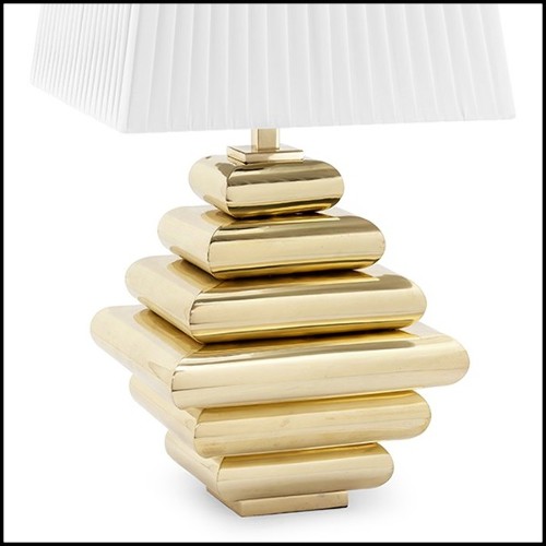 Lampe avec base en acier finition gold avec abat-jour plissé noir 162-Cosma