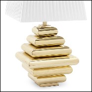 Lampe avec base en acier finition gold avec abat-jour plissé noir 162-Cosma