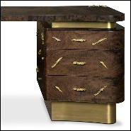 Bureau en bois massif avec placage de noyer finition mate et détails en laiton poli 155-Tarius