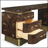 Bureau en bois massif avec placage de noyer finition mate et détails en laiton poli 155-Tarius
