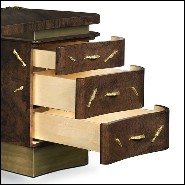 Bureau en bois massif avec placage de noyer finition mate et détails en laiton poli 155-Tarius