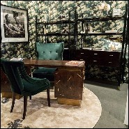 Desk with wooden structure with solid walnut veneer in matte finish with solid brass details 155-Tarius