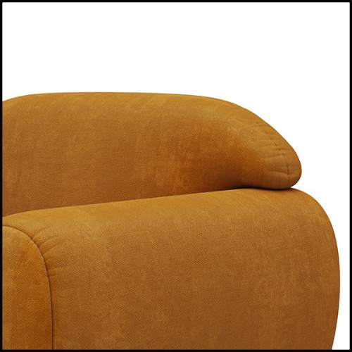 Fauteuil et repose-pieds rembourrés et couverts avec tissu en velours coloris orange fané 155-Theodor Set