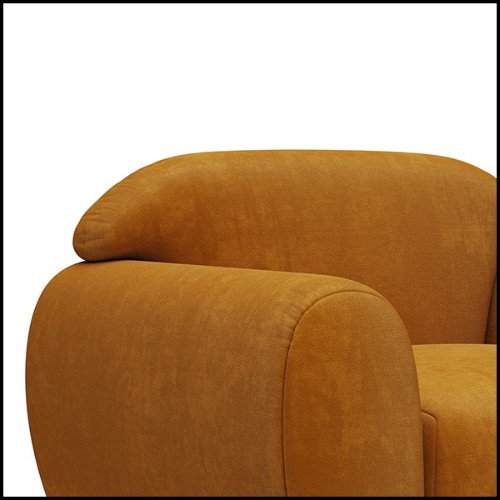 Fauteuil et repose-pieds rembourrés et couverts avec tissu en velours coloris orange fané 155-Theodor Set