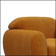 Fauteuil et repose-pieds rembourrés et couverts avec tissu en velours coloris orange fané 155-Theodor Set